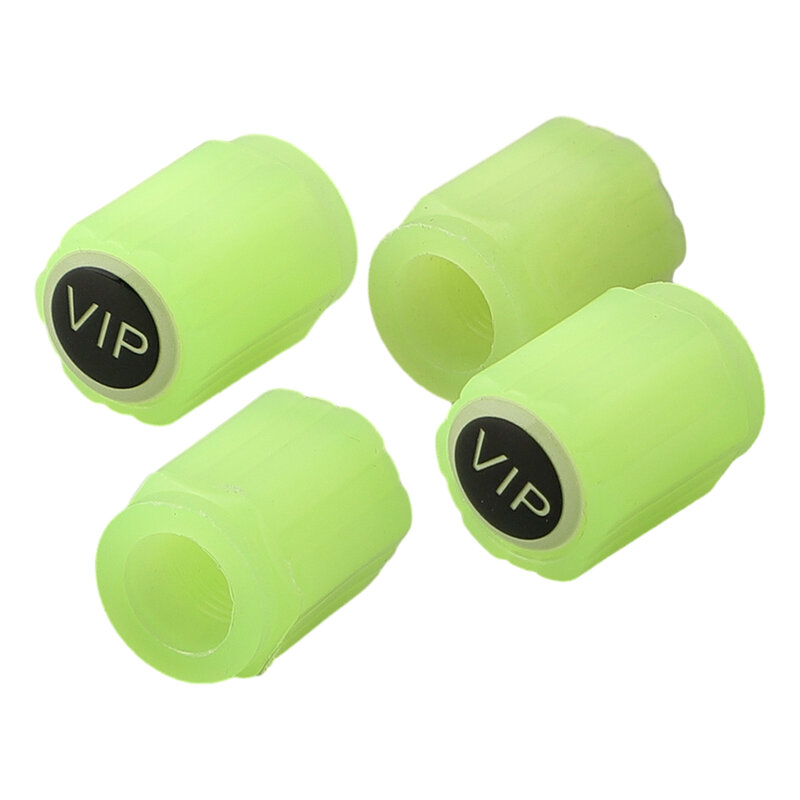 4Pcs Glow-in-Dark Tire Valve Dust Covers, Eye-Catching, Suitable For SUV, Trucks, Bikes, Cars, Comes In Different Colors