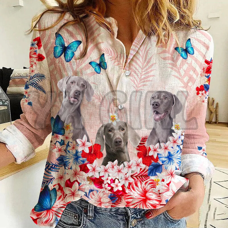 YX GIRL Stafforshire Bull Terrier Floral Casual Shirt 3D Printed Button-down Shirt Casual Unique Streewear