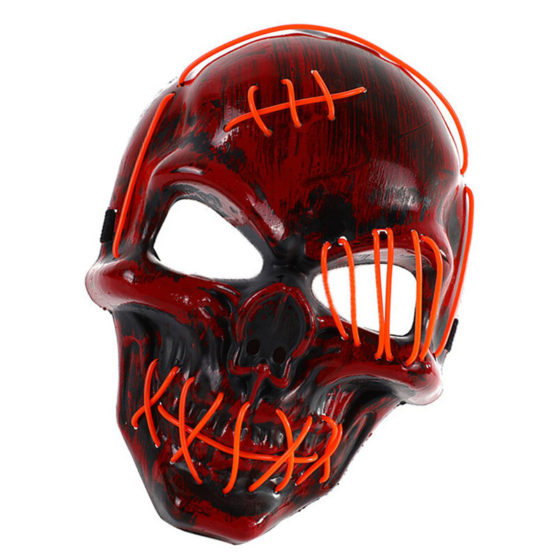 Masque d'Halloween Illuminé par LED, Costume de Cosplay Shoous In The Dark, Fournitures de Festival