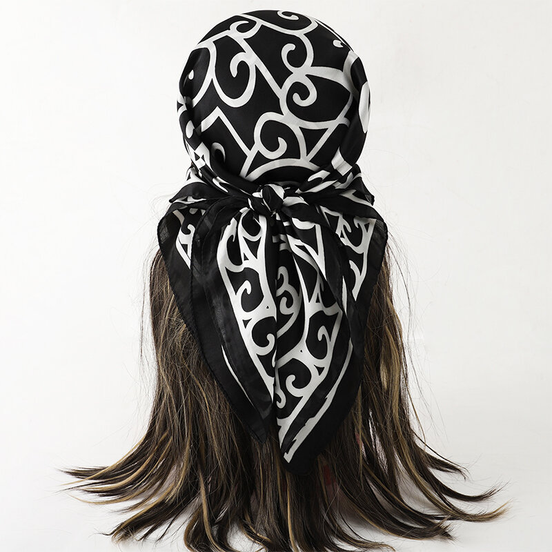 Luxury Brand Square Silk Scarf Women Hairband Design Printed Small Satin Shawls Foulard Neckerchief Female Headbands Bandana