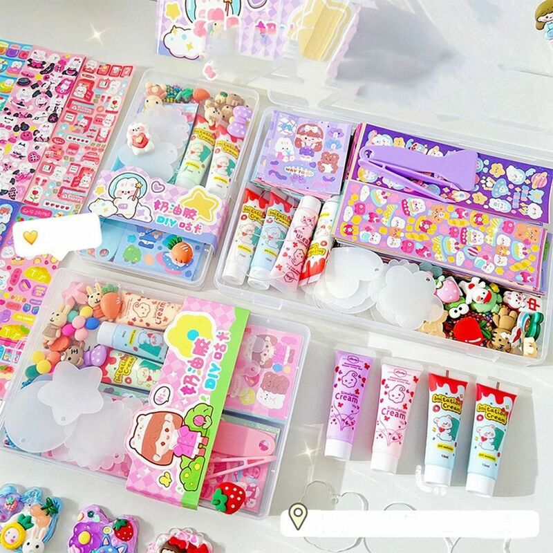 Handmade Toy Gooka Plate Tools, Creative Cream Glue, DIY Guka Sticker Set Box, Resina Patch Decoração
