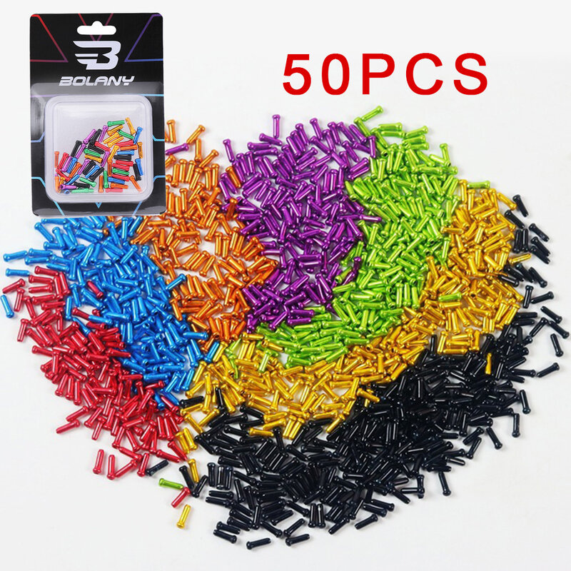 50pcs MTB Bike Bicycle Brake Shifter Inner Cable Tips Crimps Aluminum Cycle Cycling Part Shift Cables End Cap Bike Accessories