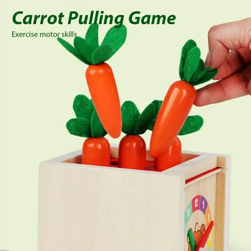 Giocattolo Montessori in legno 6 in 1 per bambini giocattoli educativi multifunzionali per l'apprendimento include portamonete, gioco di raccolta delle carote e bastone