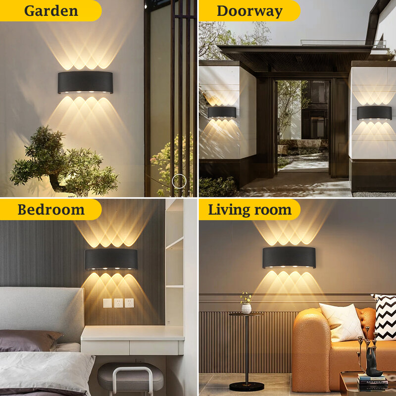 Lâmpada de parede LED para casa, luz de parede interior, IP65 impermeável, iluminação exterior, quarto, luz de cabeceira, 110V,220V