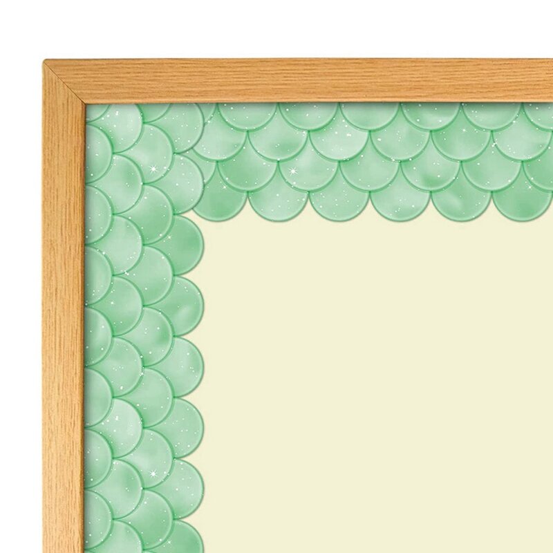 옴브레 녹색 가리비 게시판 테두리, 무지개 직선 테두리, 교실 또는 가정 학교 장식, 3X 20M