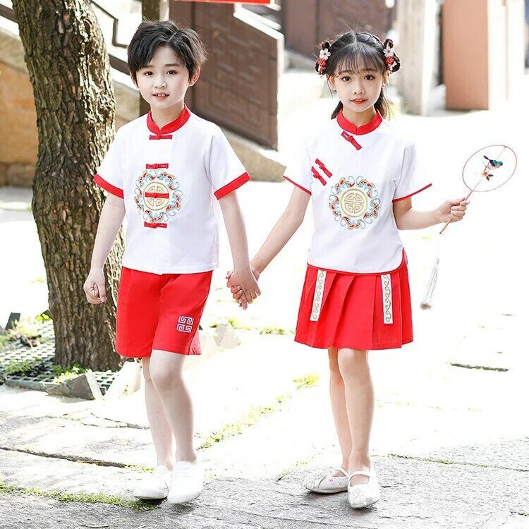 Школьная униформа для учащихся начальной школы: одежда в китайском стиле; Детская одежда для выступлений 1 июня;