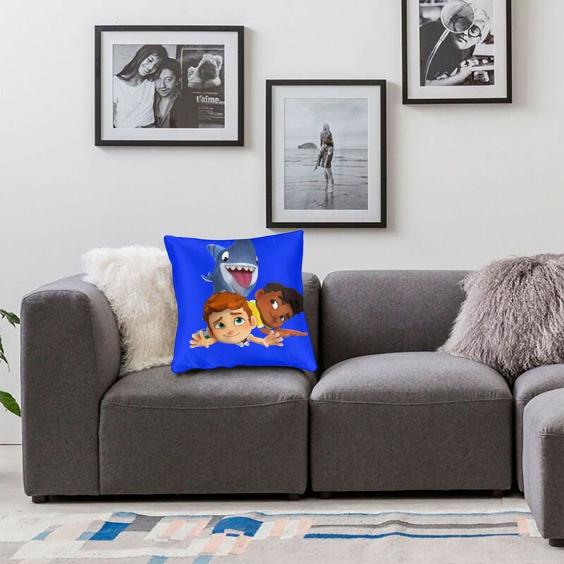 Sharkdog-Taie d'oreiller carrée en polyester et lin, décor créatif avec fermeture éclair, pour lit, voiture, chaise, housse de coussin, 18 pouces
