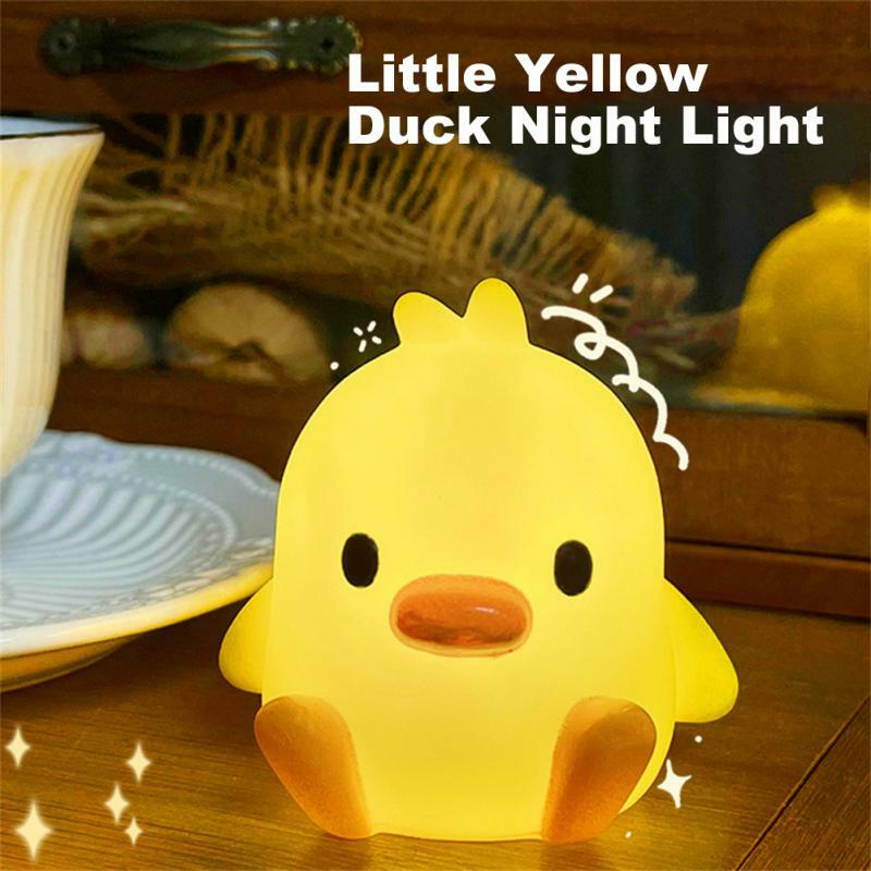 Cartoon Cute Duck Night Light Button alimentato a batteria Nerdy Animal Night Light camera da letto lampada da comodino ornamento da tavolo luci notturne