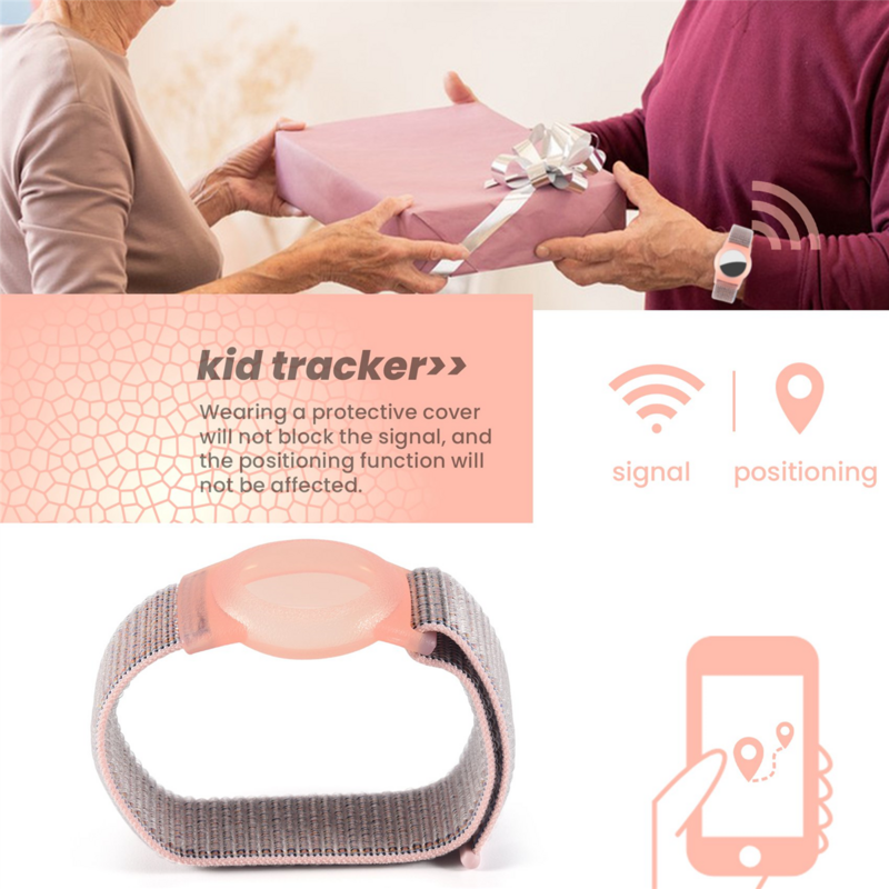Kid Wristband Compatible with , Protective Case for Air Tag GPS Tracker Holder with Nylon Bracelet D
