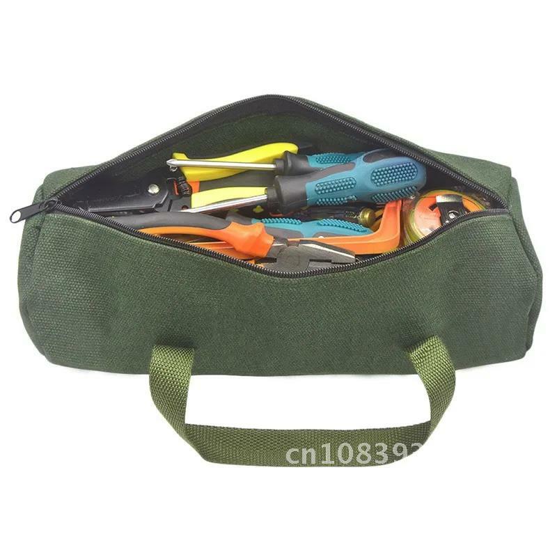 Tas peralatan kantong kanvas, wadah penyimpanan Organizer instrumen portabel untuk alat listrik Tote Bag multifungsi tahan lama tebal