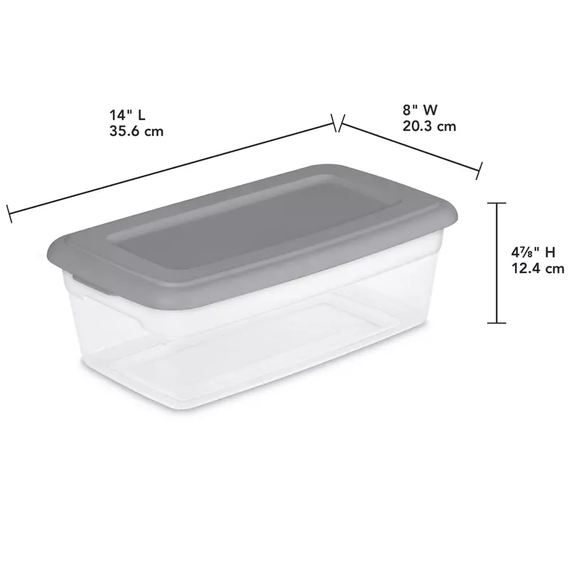 Набор Sterilite (10) 6 шт. Прозрачные пластиковые ящики для хранения с серыми крышками