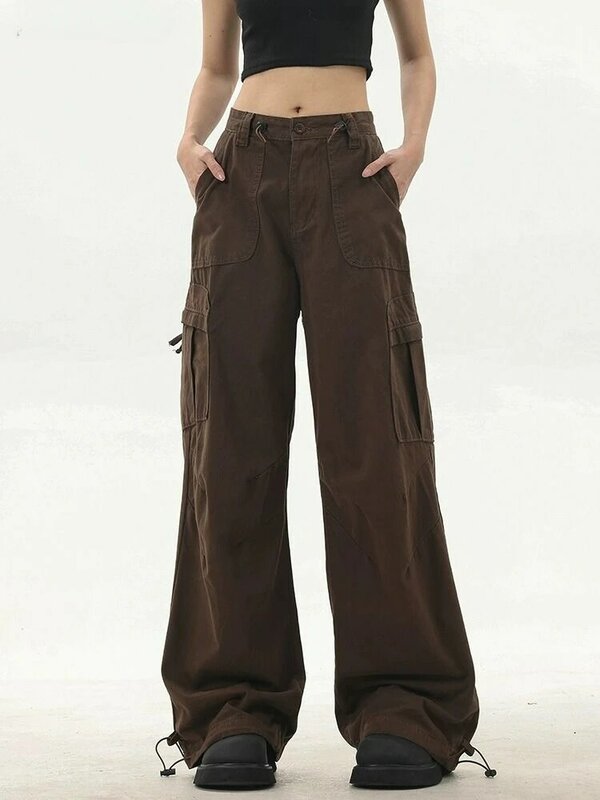 Spodnie Cargo HOUZHOU Y2k Vintage kobieta workowate spodnie dresowe dla joggerów Oversize Harajuku Streetwear spodnie sportowe wiosnę