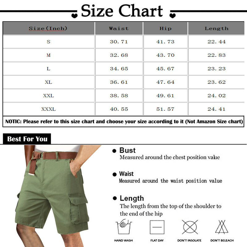 Casual Shorts Men Fashion Summer Trendy Pockets Clothing Beach Slacks Loose Solid Cargo Shorts Daily Classic Male