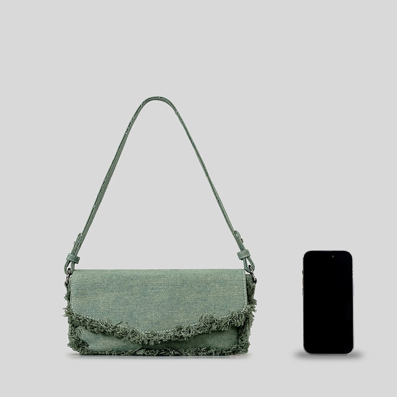 Женская сумка с кисточками, модная джинсовая сумка на плечо, дизайнерские холщовые сумки через плечо для женщин 2024, квадратная сумка-клатч для подмышек
