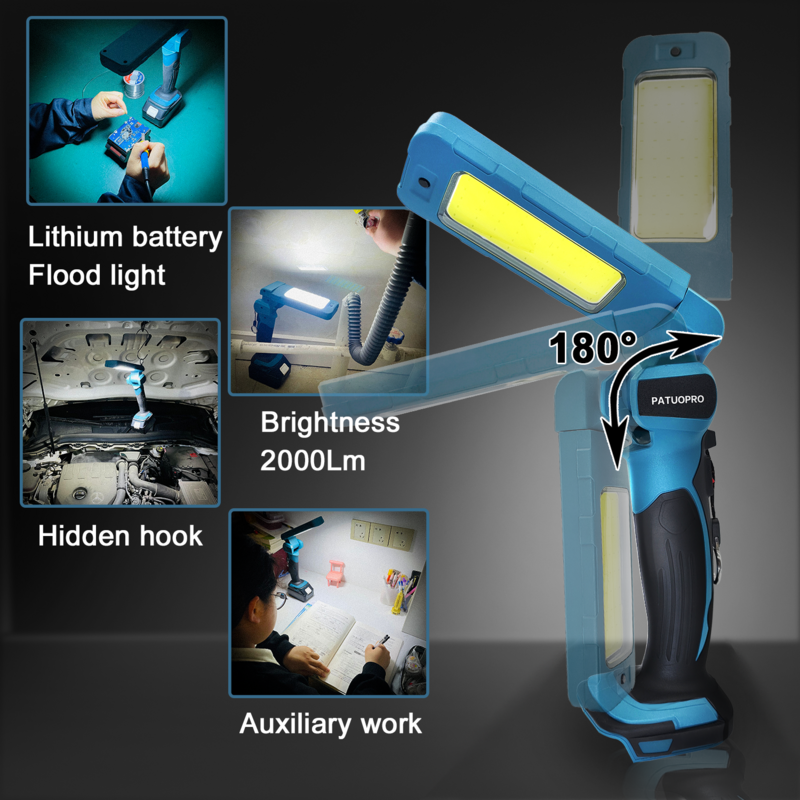 Cordless LED Flashlight Rechargeable Work Light Handheld Spotlight fit Makita 18v Battery(No Battery)
