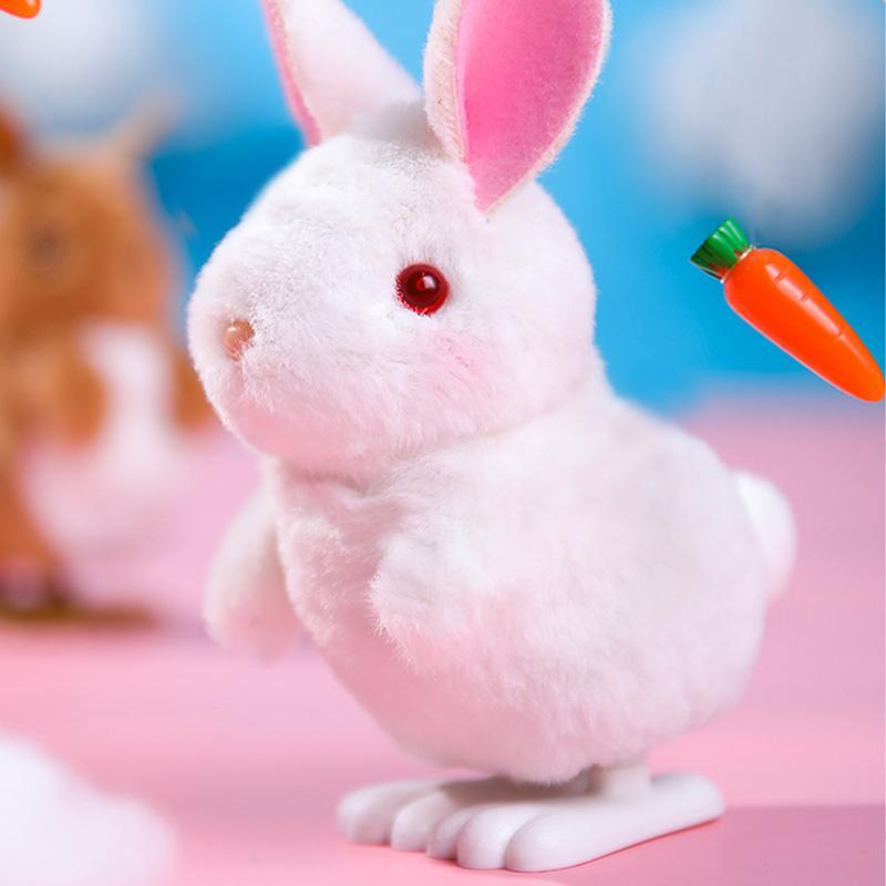 Nakręć wielkanocne zabawki króliczek skaczący pluszowy pluszowy rozmyty podskakuje nakręcony wypchane polowanie na jajka w zegarku rekwizyt tańczący króliczek