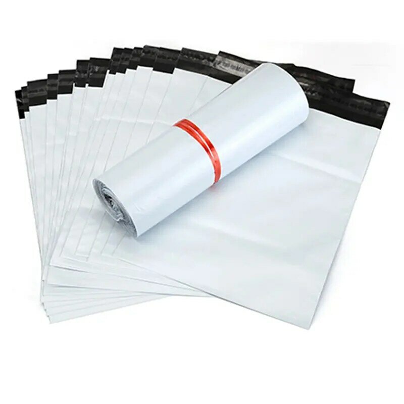 Bolsas de correo blancas de 100 piezas, sobres de polietileno para embalaje, bolsas de almacenamiento exprés, autoadhesivas, bolsa de polietileno