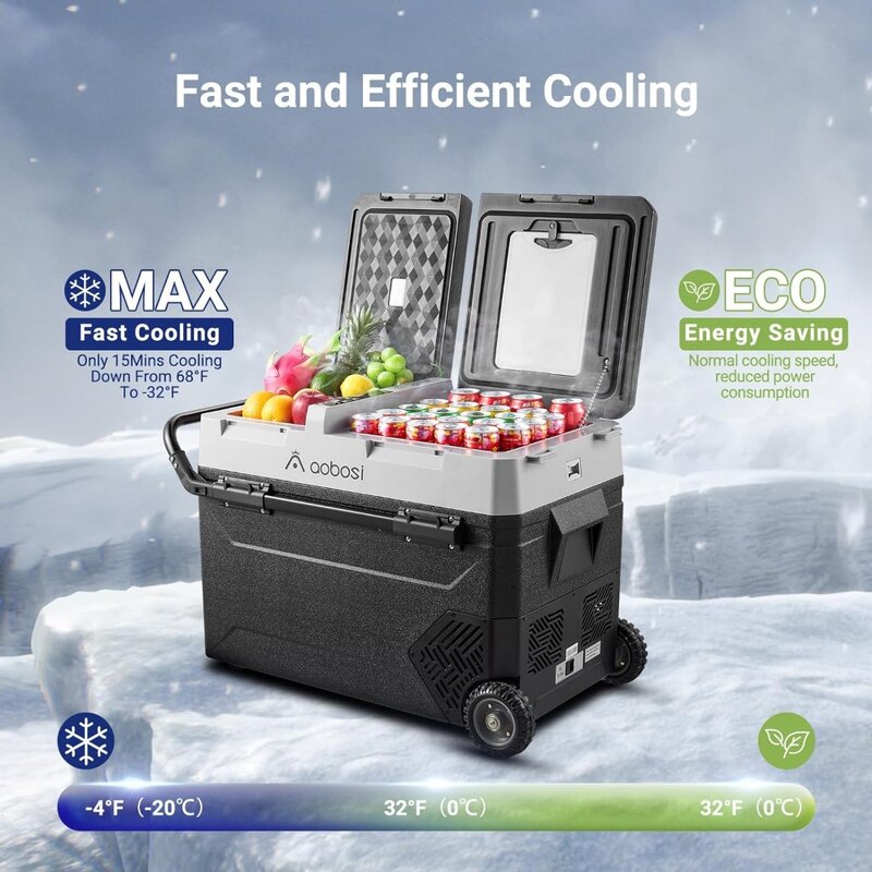 Refrigerador portátil para coche, Enfriador de compresor eléctrico, Control por aplicación de zona, -4 ℉-68 ℉