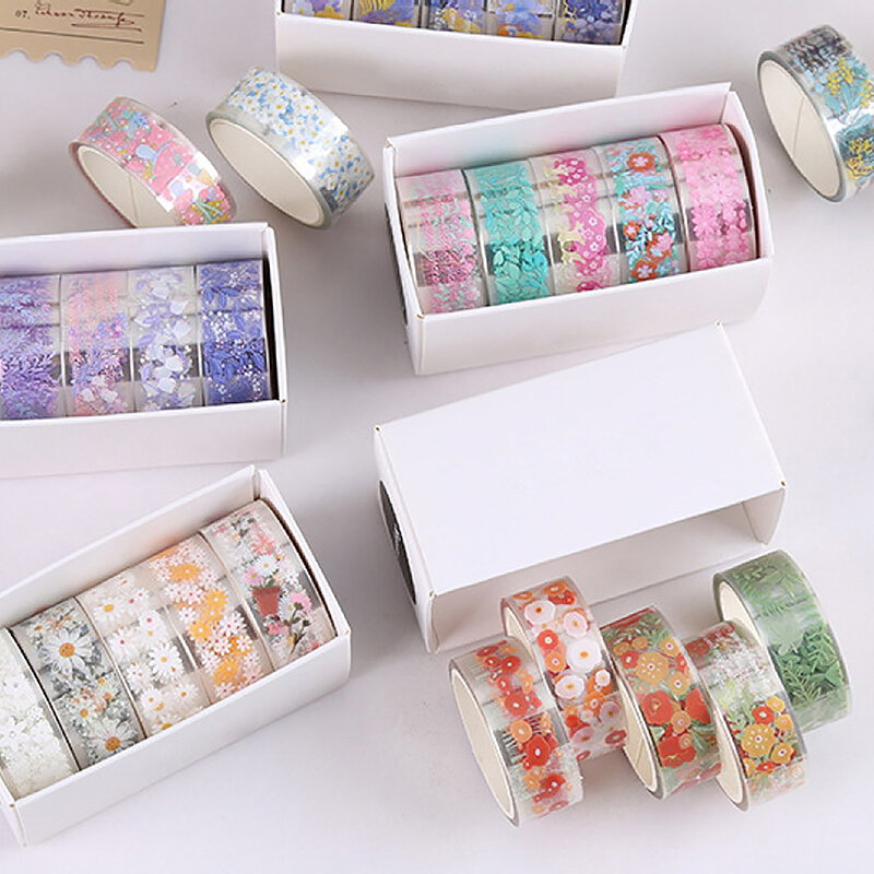 5 Rolls Kawaii Transparent Sticker Tape DIY Decorative Material Tape Sketchbook Stickers School Supplies Stationery