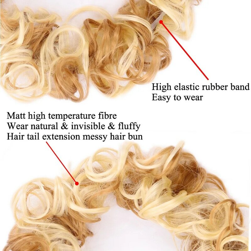 Gąsienica gumka do włosów kręcone Chignon roztrzepany kok syntetyczne do przedłużania włosów z gumką sztuczne treski dla kobiet