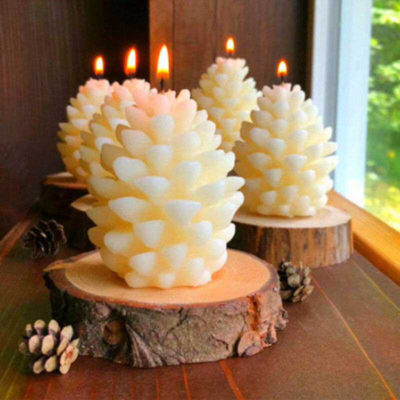 Conos de pino vela molde de silicona DIY Pino bola aromáticos fabricación de velas resina molde navideño de jabón regalos suministros de arte casa Decoración