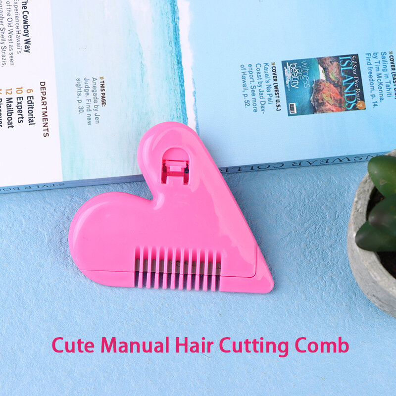 Sisir potong rambut Manual lucu sisir rambut dua sisi hati Persik sisir rambut poni cinta Hit tipis sisir pemotong rambut anak-anak pemangkas sendiri
