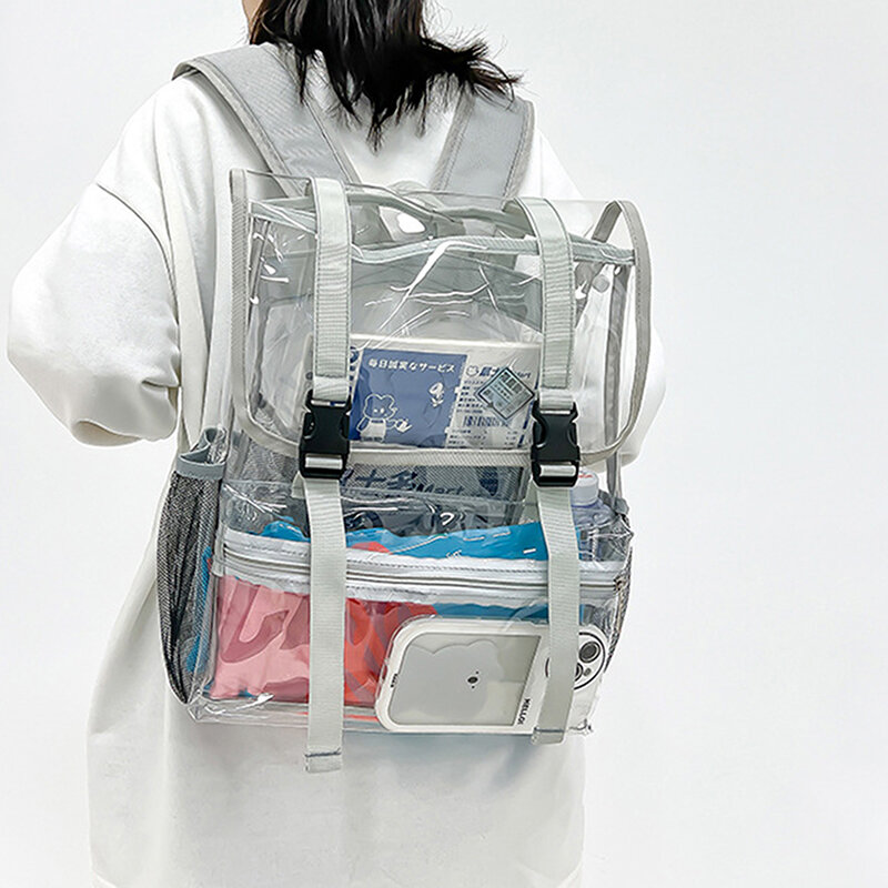 Transparente PVC-Rucksack Mode lässig Schüler Rucksack Sekund arsch üler wasserdichte transparente Rucksäcke