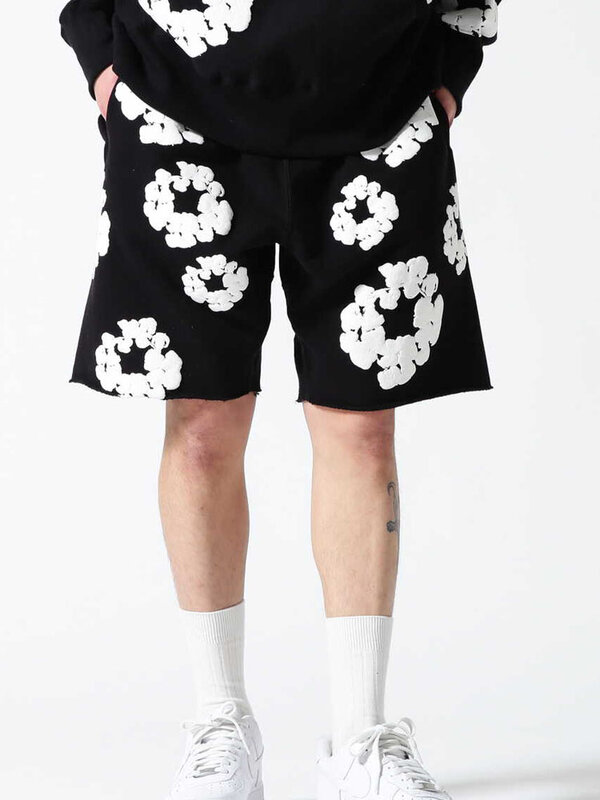 เสื้อผ้า Y2k กางเกงขาสั้นสตรีกางเกงขาสั้นแบบเชือกผูกสไตล์ฮิปฮอปสุดอินเทรนด์สำหรับผู้ชายกางเกงขาสั้นพิมพ์ลายดอกไม้ Y2k ฤดูใบไม้ผลิ/ฤดูร้อนกางเกงทรงหลวมและกว้าง