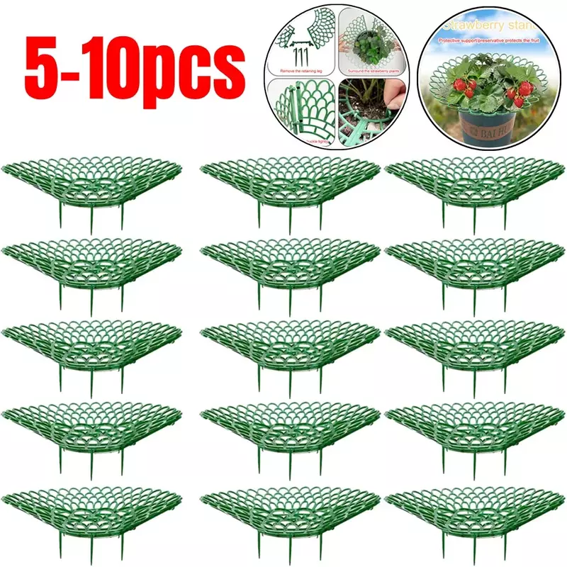 Soportes para plantas de fresa de 5-10 piezas, soporte para cultivo de fresas con 3 patas resistentes, marco Protector, jaula para moho, putredad y suciedad