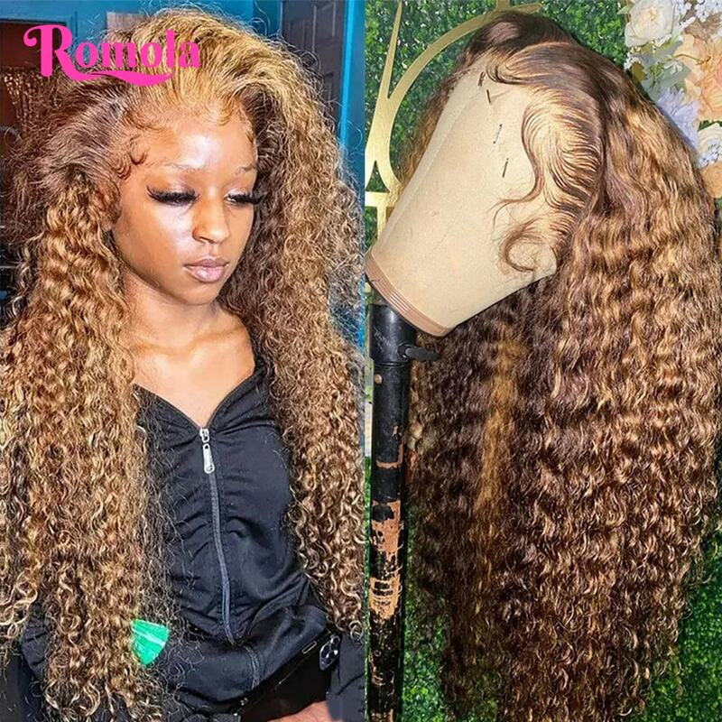 Highlight Wig Human Hair Deep Wave Frontal Wig 13x6 Hd Lace Front Glueless Brazilian Wigs On Sale 13x4 Water Wave Curly Wigs