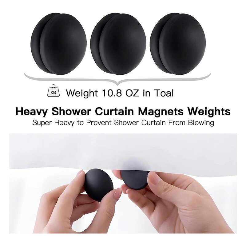 Obciążniki do zasłon prysznicowych, mocne magnesy do zasłon prysznicowych powlekane silikonem, zapobiegają dmuchaniu kurtyny prysznicowej 3 pary