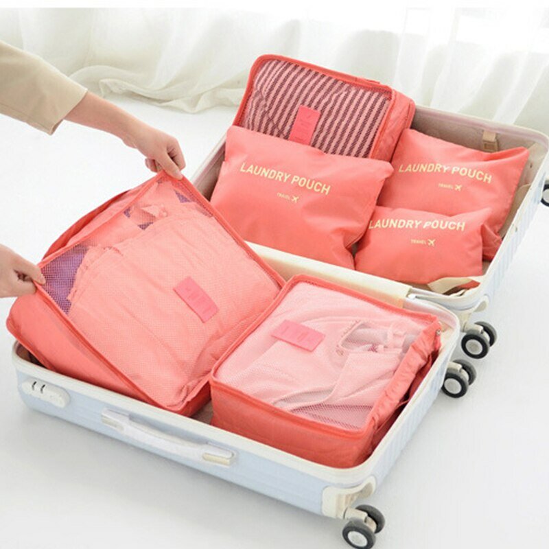 حقيبة تخزين ملابس الأطفال ، لوازم السفر ، الملابس الداخلية وأدوات العناية بالأحذية ، حقيبة تنظيم الحقائب ، 6 × مجموعة