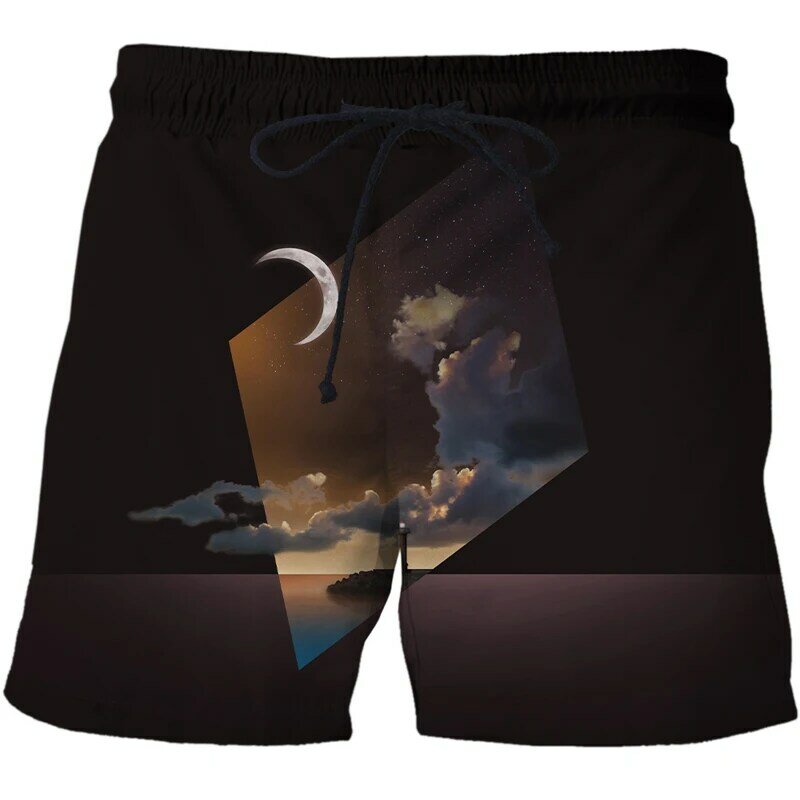 Fashion night sky pattern pantaloni da spiaggia da uomo europei e americani personalizzati seaside 3D costume da bagno da uomo confortevole fitness pan