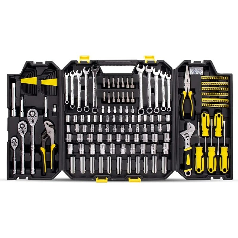 Mechanic Tool Set, DIY Hand Tool Kit Set, Auto Repair Tool Box, Multi-Function Organizer with Black Storage Case