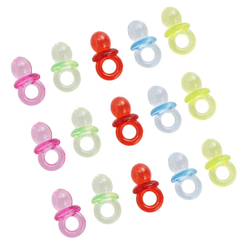 50 Pcs Mixed Acrylic Plastic Small Baby Pacifiers for Baby Shower Decorations Table Scatter Party Favors Games