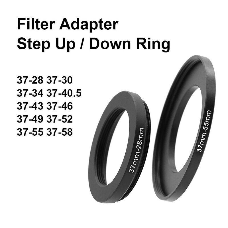 Camera Lens Filter Adapter Ring Stap Up / Down Ring Metalen 37Mm-28 30 34 40.5 43 46 49 52 55 58 Mm Voor Uv Nd Cpl Zonnekap Etc.