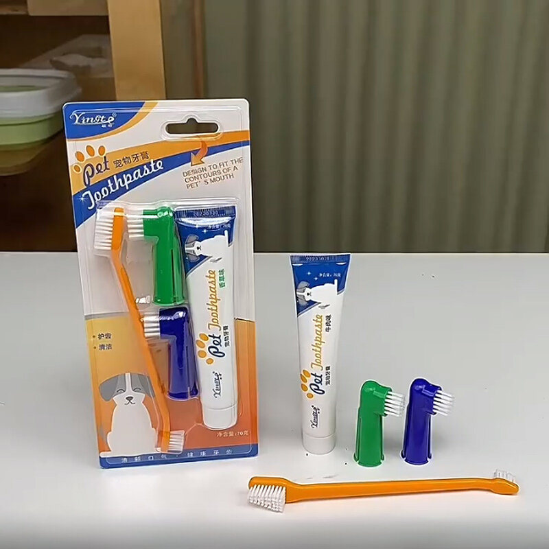 Produkty dla zwierzaka domowego narzędzia do czyszczenia gumy do pielęgnacji psów i kotów uniwersalna jednorazowa pasta do zębów zestaw szczoteczek do zębów