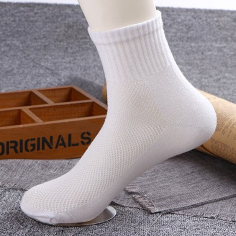 Men's Socks Solid Color Mesh Spring And Summer Mid-Calf Short Socks