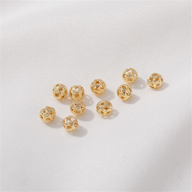 14K Gold Wrapped Hollow Small Flower Ball with Separated Beads Scattered Beads DIY Handmade Bracelet Beaded Accessory Materials