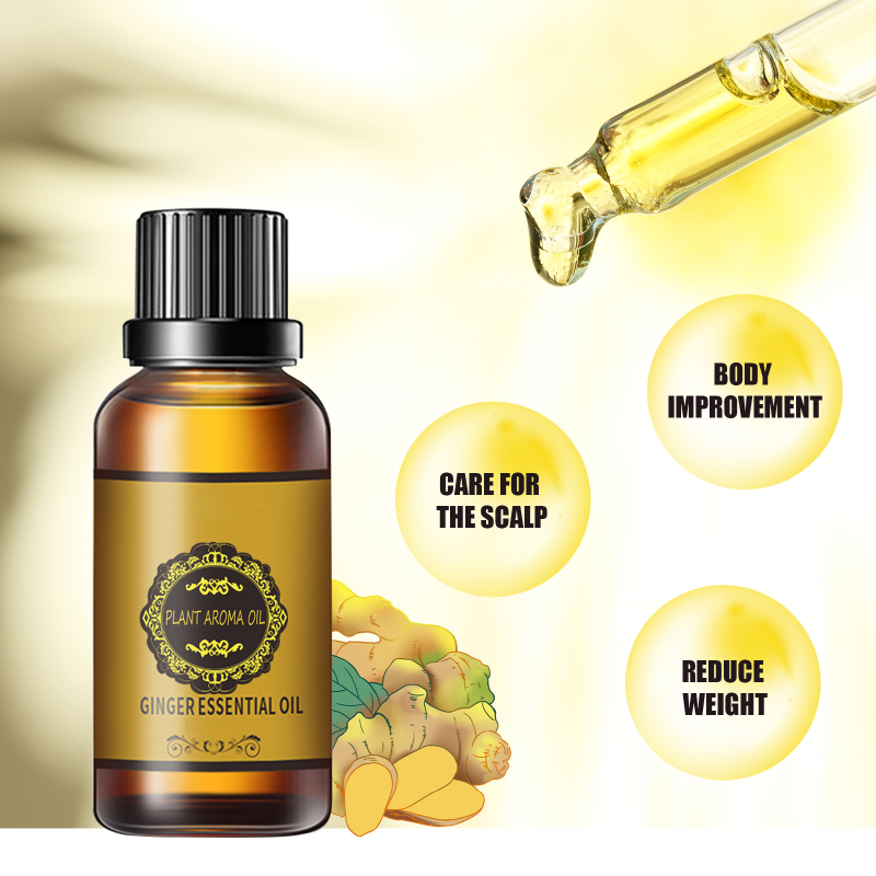 10ML/30ML imbir odchudzanie olej drenaż limfatyczny Anti-Aging roślinny olejek eteryczny promować metabolizm całego ciała szczupłe oleje do masażu