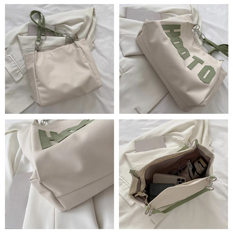 Soft Leather Large Capacity Tote Bag Designer Style Retro Single Shoulder Underarm Bag Leisure Minimalist Letter Handbag Woman