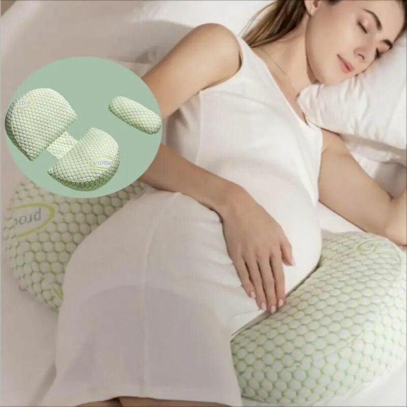 Almohada de maternidad para dormir de lado, cojín de cintura multifuncional en forma de U, de algodón puro para el cuerpo