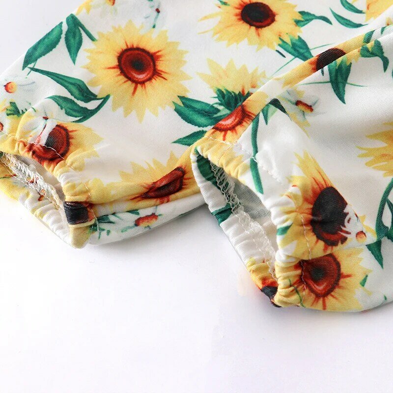 3Pcs Newborn Baby Girl Clothing Cute Yellow Knitted Long Sleeve Top Sunflower Pants Headband Toddler Clothes Fashion Outfits