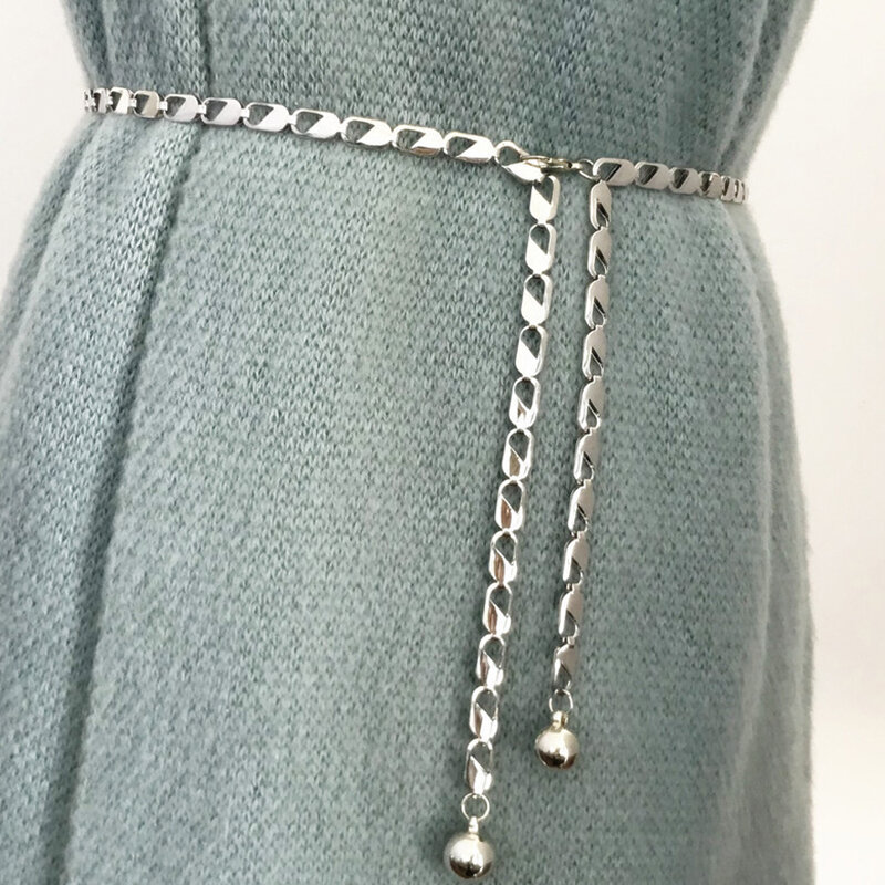 Ремень с металлической цепочкой Женский, Модный Роскошный дизайнерский пояс в стиле ретро, с серебряной резьбой и вырезами, элегантный круглый
