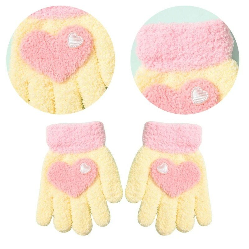Guantes cortos de lana de Coral para niños, manoplas de dedo completo peludas de felpa gruesa, calentador de manos para niños de 1 a 6 años, Invierno