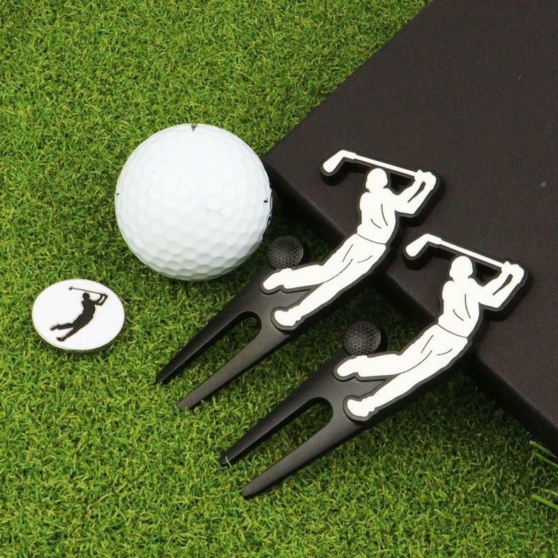Golf Divot Reparatie Tool Golf Hat Clip Ball Marker Creatieve Golfbal Marker Reparatie Tool Metalen Groene Tool Draagbare Golf
