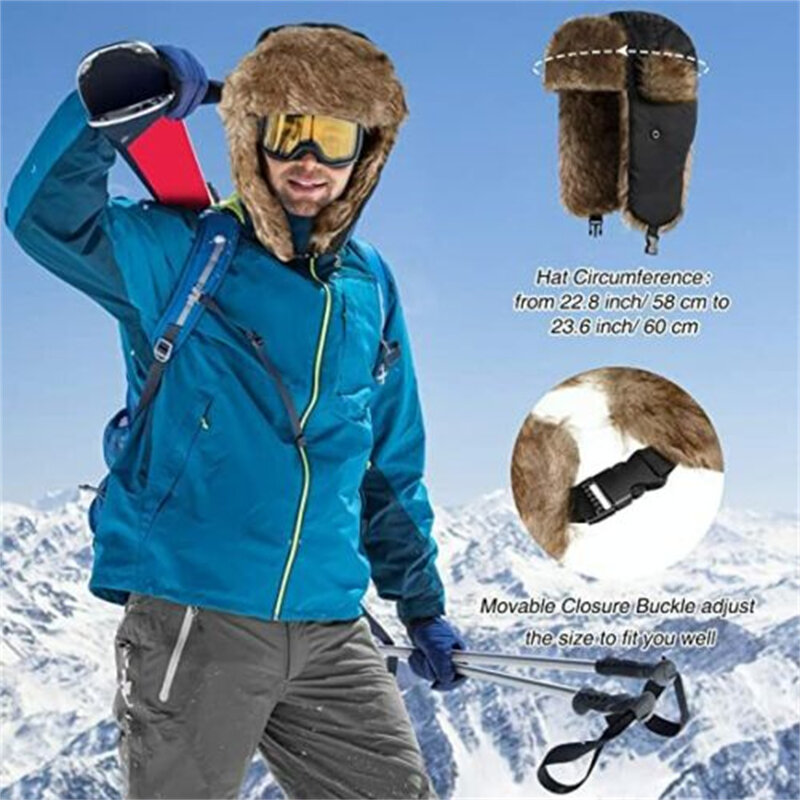 Trared Trooper-Chapeau de ski imperméable pour homme, bonnet de bombardier russe, protège-oreilles chauds, oreillettes d'hiver