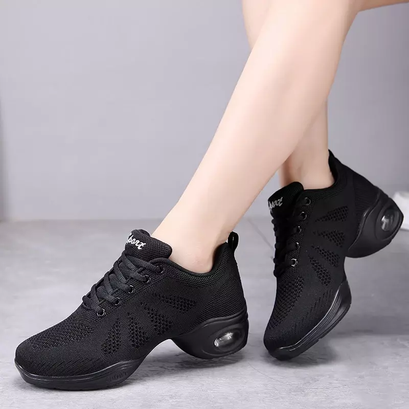 Damskie nowe markowe tenisówki taneczne czarne siatka powietrzna taniec Hip Hop Sneaker sportowe dziewczyny Sneaker buty do tańca dla kobiet