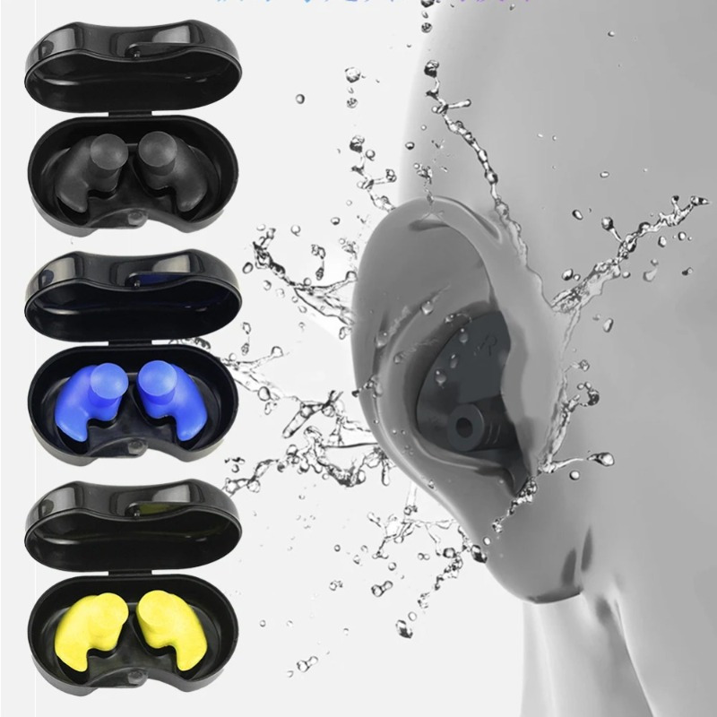 2 buah sumbat telinga renang tahan air silikon dapat digunakan kembali sumbat telinga olahraga menyelam untuk Aksesori mandi selancar air
