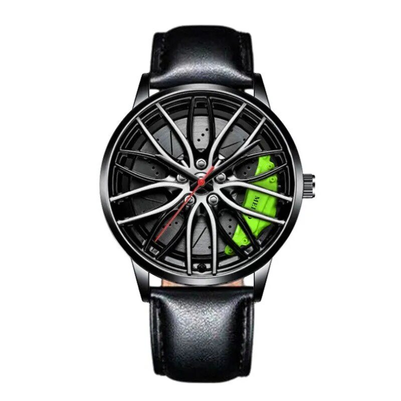 Zegarki samochodowe dla mężczyzn, wodoodporna stal nierdzewna kwarcowe zegarki na rękę sportowe męskie z koło samochodowe piasta koła Relogio